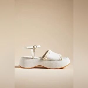 Cream Platform Shoes with Adjustable Straps